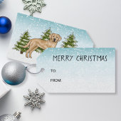 Gelbes Labrador Retriever Winter Fir Tree Forest Geschenkanhänger