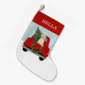 Gelbes Labrador Roter Weihnachtswagen Kleiner Weihnachtsstrumpf (Vorderansicht (hängend))