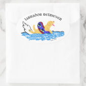 Gelbes Labrador Schwimmen Ovaler Aufkleber (Tasche)