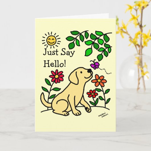 Gelbes Labrador u. Grün Karte (Gelbe Blume)