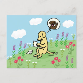 Gelbes Labrador und Brief von einem Freund Postkarte