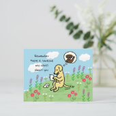 Gelbes Labrador und Buchstabe Jemand Cares Postkarte (Stehend Vorderseite)