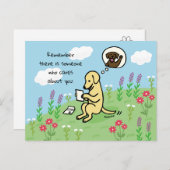 Gelbes Labrador und Buchstabe Jemand Cares Postkarte (Vorne/Hinten)
