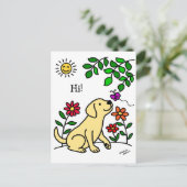Gelbes Labrador und Grün Postkarte (Stehend Vorderseite)