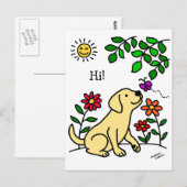 Gelbes Labrador und Grün Postkarte (Vorne/Hinten)