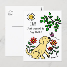 Gelbes Labrador und grüne Hi Postkarte