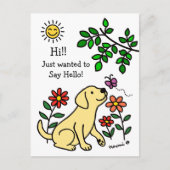 Gelbes Labrador und grüne Hi Postkarte (Vorderseite)