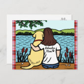 Gelbes Labrador und lange Mama Postkarte (Vorne/Hinten)