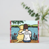 Gelbes Labrador und Mama 2 Postkarte (Stehend Vorderseite)