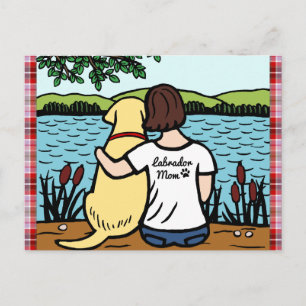 Gelbes Labrador und Mama 2 Postkarte