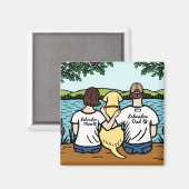 Gelbes Labrador und Mama und Vater Magnet (Vorderseite/Rückseite)