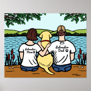 Gelbes Labrador und Mama und Vater Poster