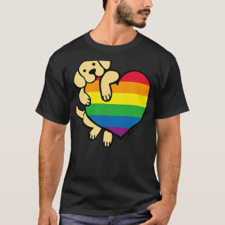 Gelbes Labrador und Regenbogen - Herz T-Shirt