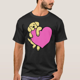 Gelbes Labrador und rosa Herz T-Shirt