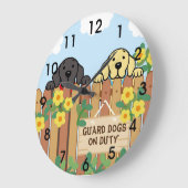 Gelbes Labrador und Schwarzes Labrador Große Wanduhr (Winkel)
