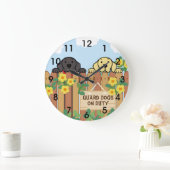 Gelbes Labrador und Schwarzes Labrador Große Wanduhr (Zuhause)