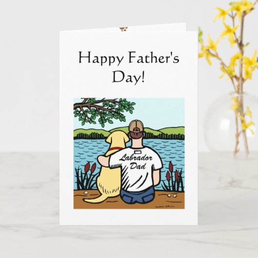 Gelbes Labrador und Vater 2 Karte (Gelbe Blume)