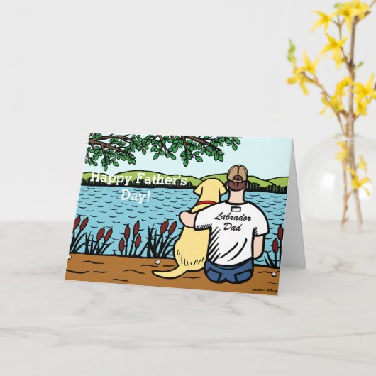 Gelbes Labrador und Vater Karte (Gelbe Blume)