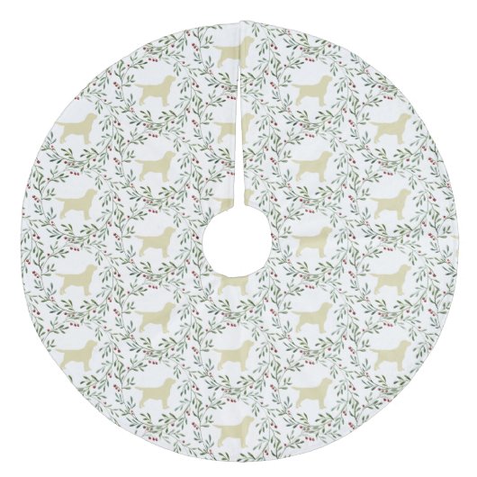 Gelbes Labrador - Weihnachtsfeiertag - Hundeblatt Fleece Weihnachtsbaumdecke (Vorderseite)