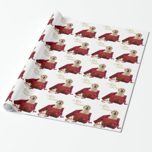 Gelbes Labrador-WeihnachtsPackpapier Geschenkpapier