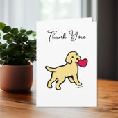 Gelbes Labrador Welpe mit Herz Dankeskarte