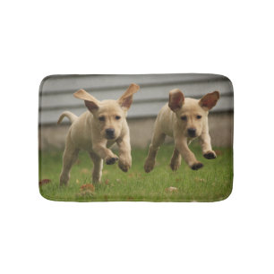 Gelbes Labrador-Welpen-Laufen Badematte