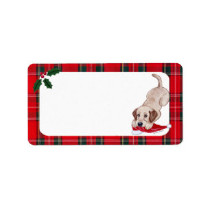 Gelbes Labrador-Welpen-Weihnachten Adressaufkleber