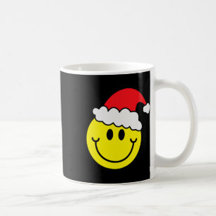 Gelbes Lächeln Gesicht Weihnachten Shirt Santa Hut Kaffeetasse