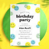 Gelbes Lächeln Happy Face Kindergeburtstag Party Einladung