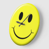 Gelbes lächelndes Gesicht Emoji-Happy Face Große Wanduhr (Winkel)