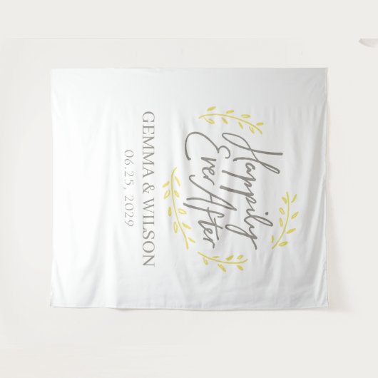 Gelbes Laurel Verlasse glücklich je nach Hochzeit Wandteppich (Vorderseite (Horizontal))