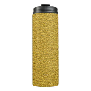 Gelbes Leder Textur Nahtlose Naht Thermosbecher