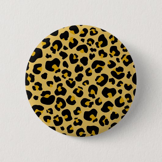 Gelbes Leopard Geparden Skin Print Muster Button (Vorderseite)