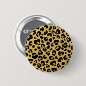 Gelbes Leopard Geparden Skin Print Muster Button (Vorne & Hinten)