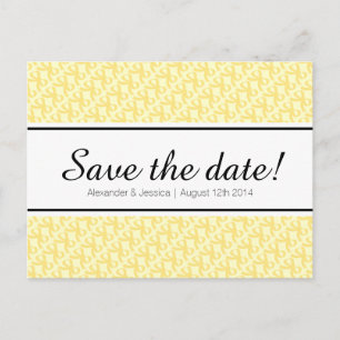 Gelbes Lesebänder Save the Date auf Postkarte
