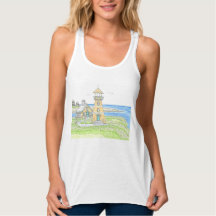 Gelbes Leuchtturm Tank Top; Ocean Blue