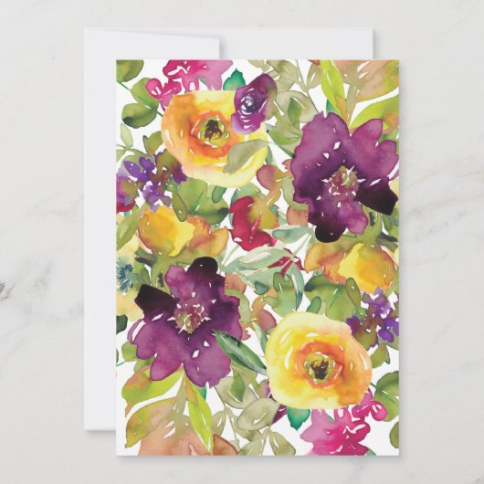 Gelbes Lila Blumenkäfig Grünes Leeres Nest Party Einladung (Rückseite)