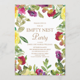 Gelbes Lila Blumenkäfig Grünes Leeres Nest Party Einladung