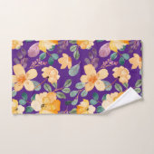 Gelbes Lila Blumenmuster Modernes Badhandtuch Set (Handtuch)