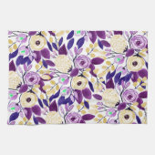 Gelbes Lila Blumenmuster Wasserfarben-Muster Geschirrtuch (Horizontal)