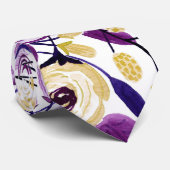 Gelbes Lila Blumenmuster Wasserfarben-Muster Krawatte (Gerollt)