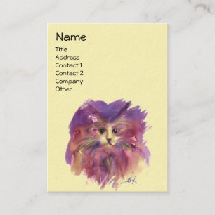 GELBES LILA KÄTZCHEN, KATZENPORTRAIT VISITENKARTE