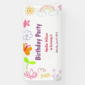 Gelbes Lila Kindergeburtstag Party-Banner Banner (Vertikal)