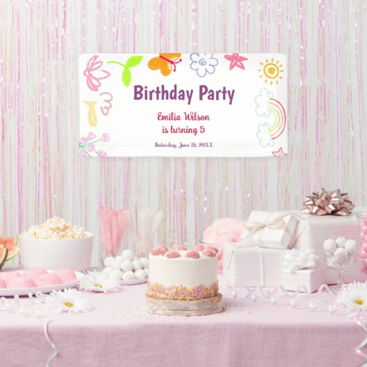 Gelbes Lila Kindergeburtstag Party-Banner Banner (Party)