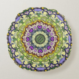 Gelbes Lila klassisches und traditionelles Rundkis Rundes Kissen