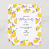 Gelbes Lila Wasserfarbenmuster Einladung (Vorne/Hinten)