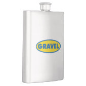 Gelbes Logo für Kegelradfahren Flachmann (Rechts)