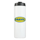 Gelbes Logo für Kegelradfahren Thermosbecher (Vorderseite)