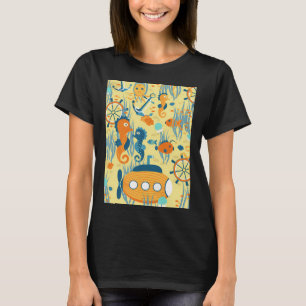 Gelbes Luftschiff auf gelbem Hintergrund T-Shirt