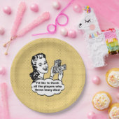 Gelbes lustiges Retro Bunco, das ich danken möchte Pappteller (Party)